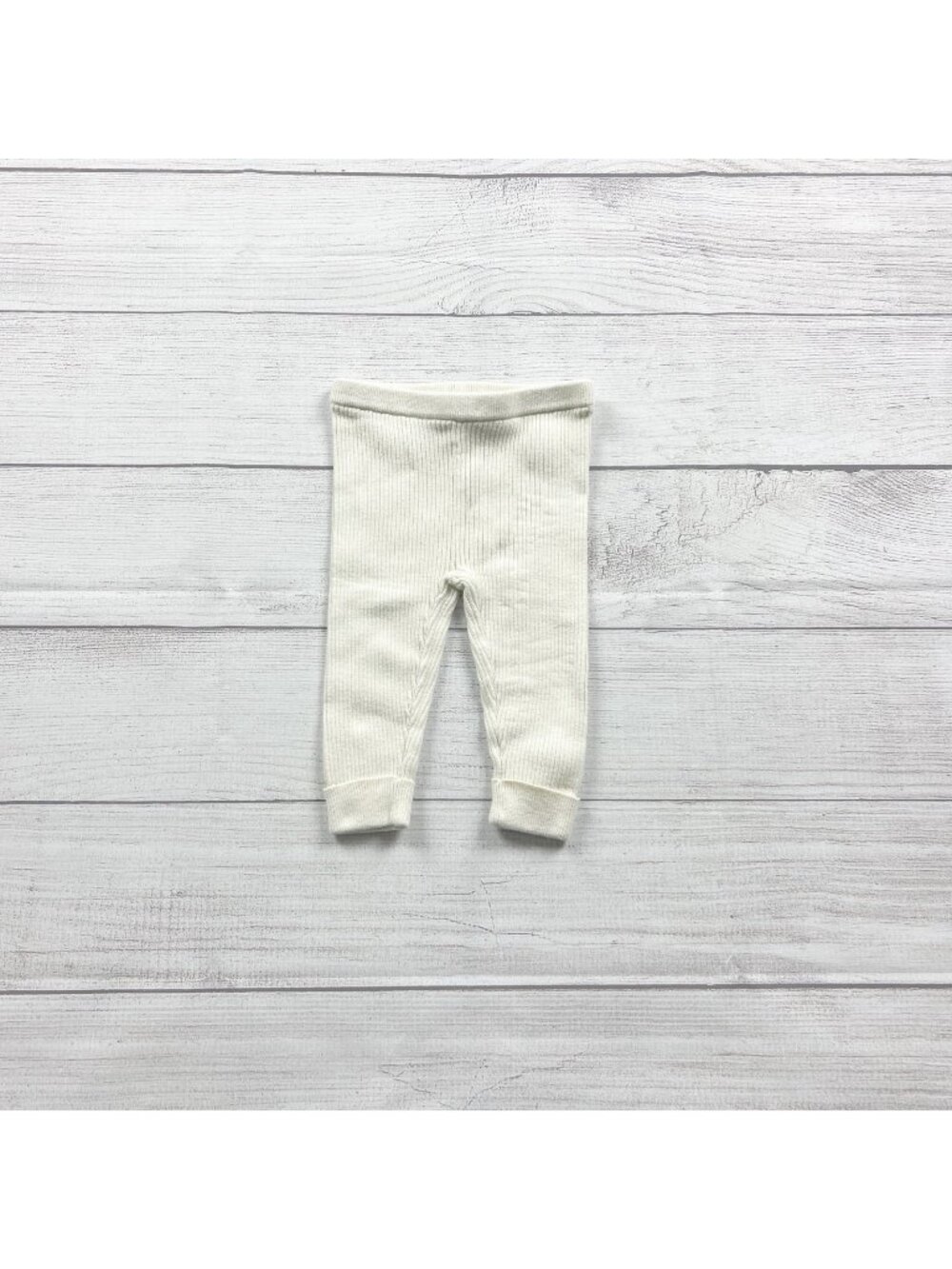 Baby Gap White Ribbed Knit Cotton Leggings Soft Stretchy Basics 3-6 Months
